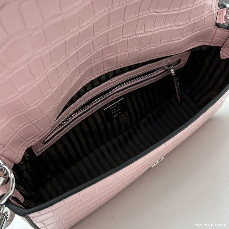 Vintage HOT Baguette Fendi Re-Edition In Medium Bag Pink Crocodile Leather 0724
